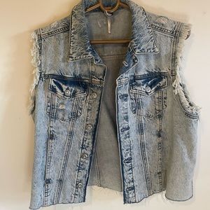Free People denim vest xs